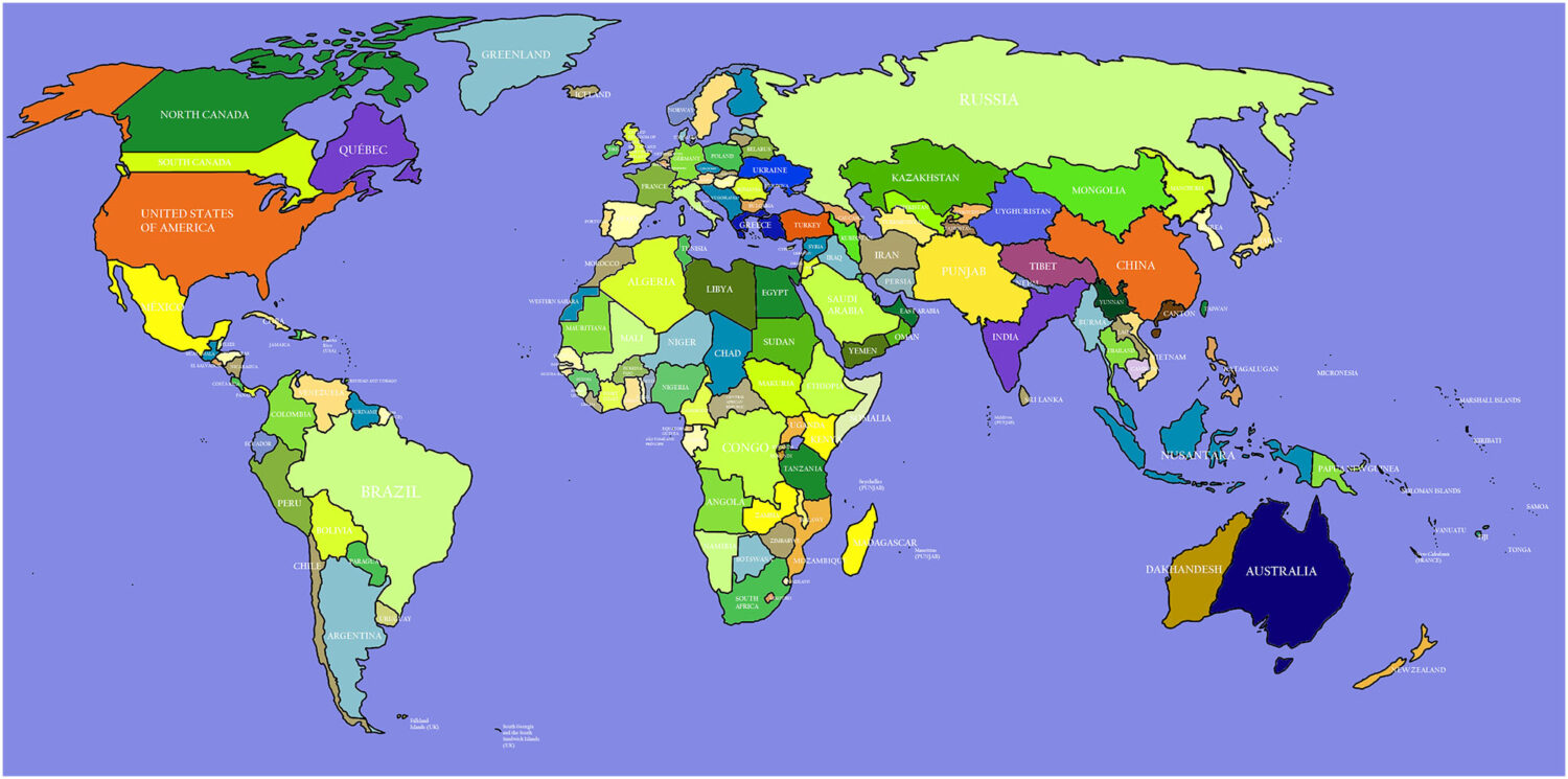 World Map With Names Countries Capitals