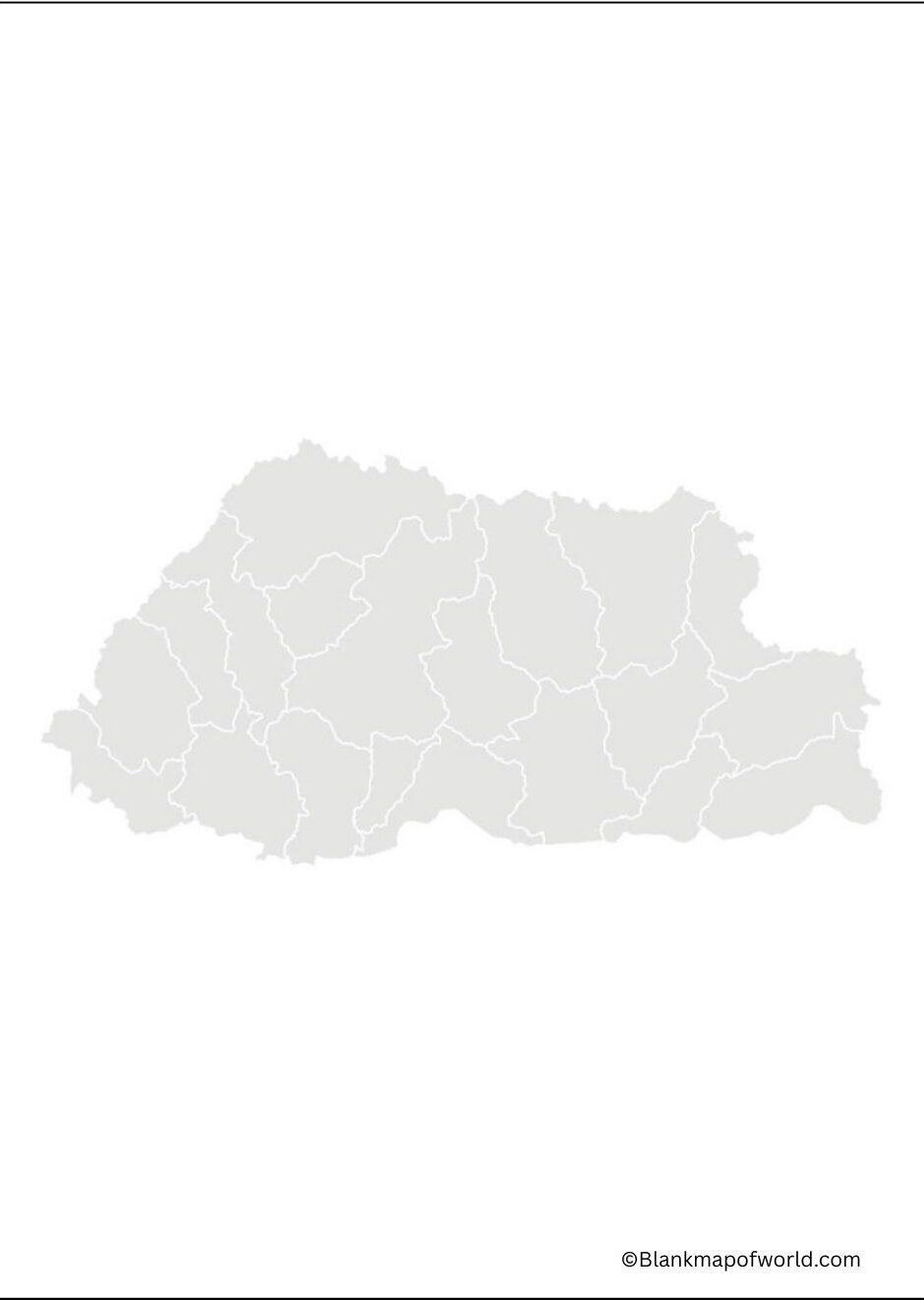 Blank Map of Bhutan  