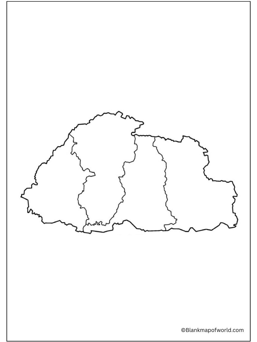 Blank Map of Bhutan  