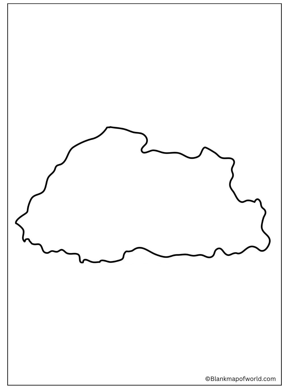 Blank Map of Bhutan  