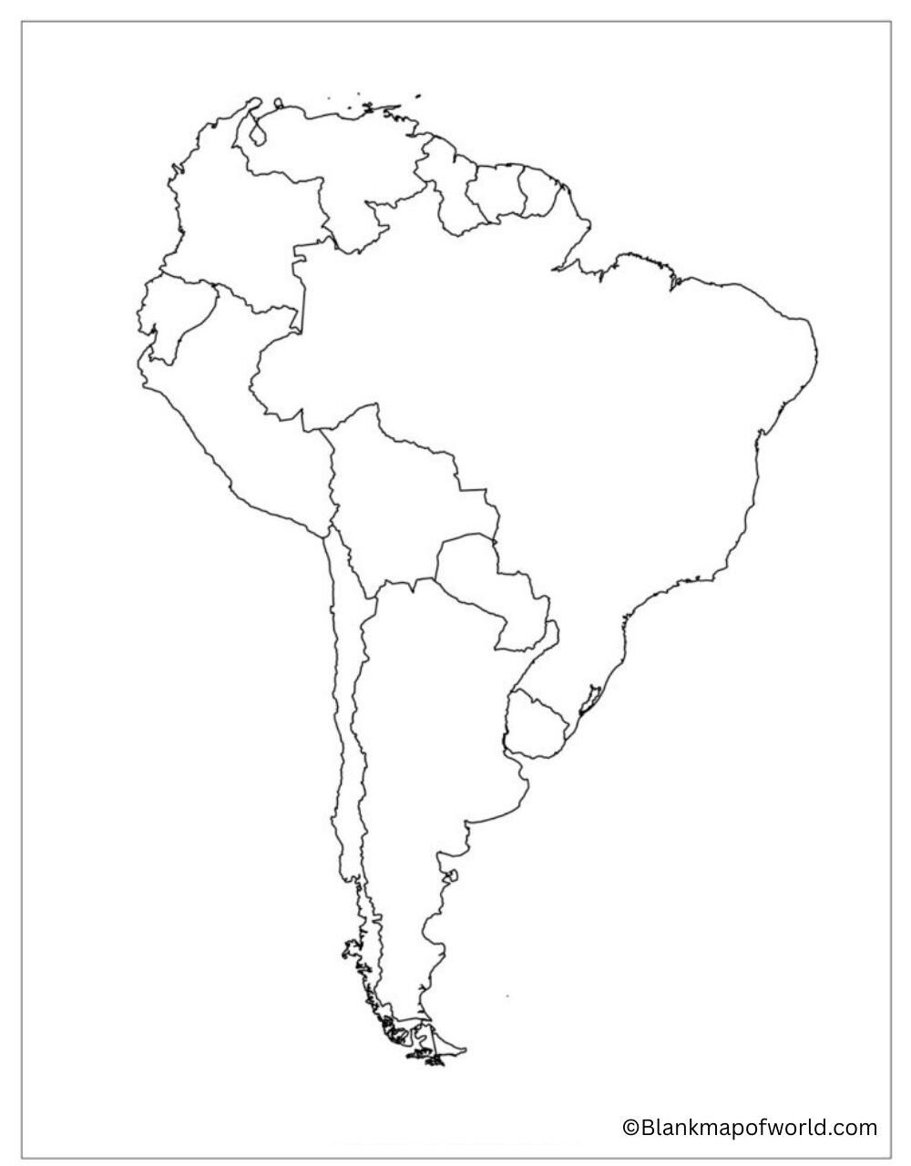 Blank Map Of South America Educational Outline Map Blank Map Of South America Educational Outline Map