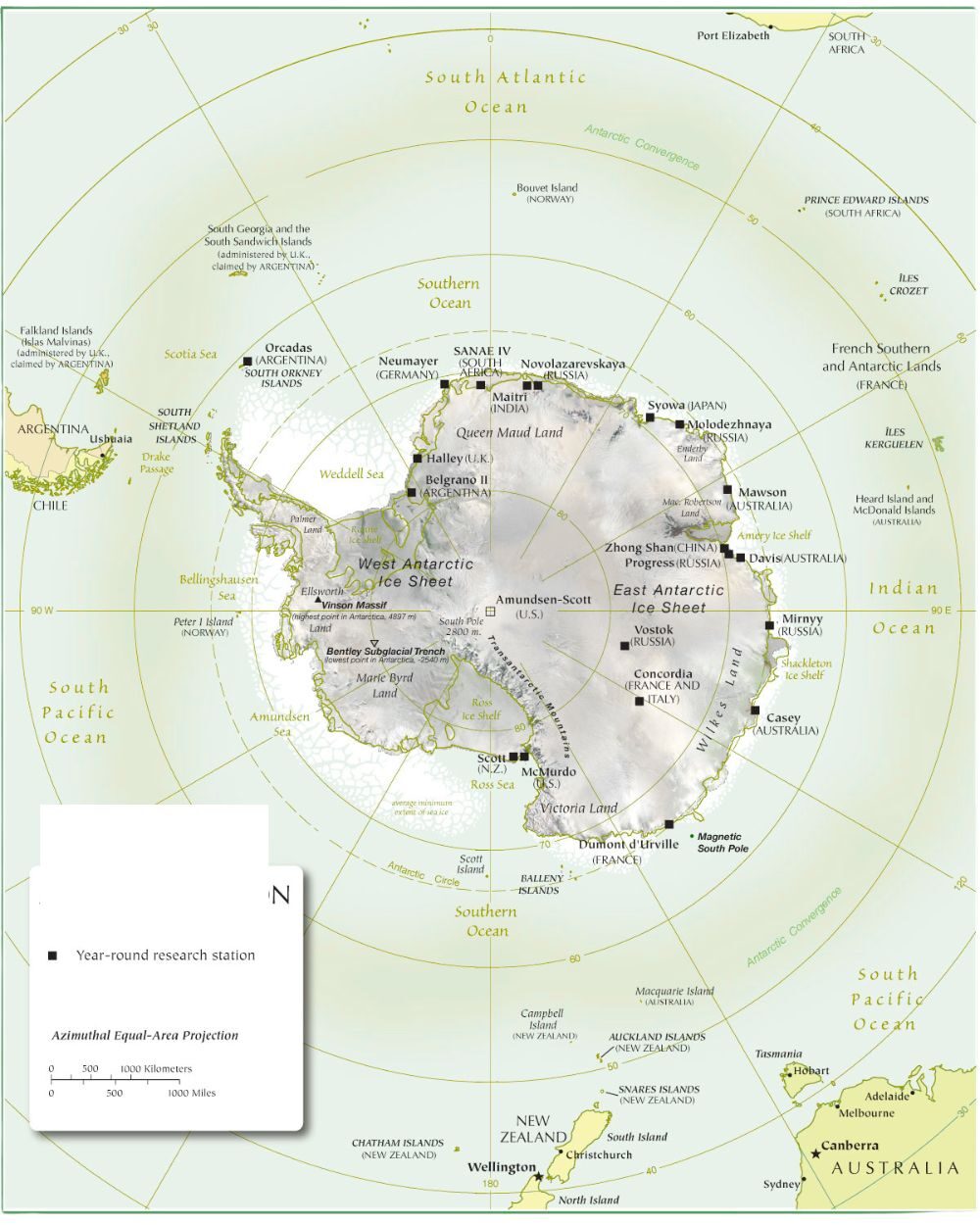 Antarctica Physical Map
