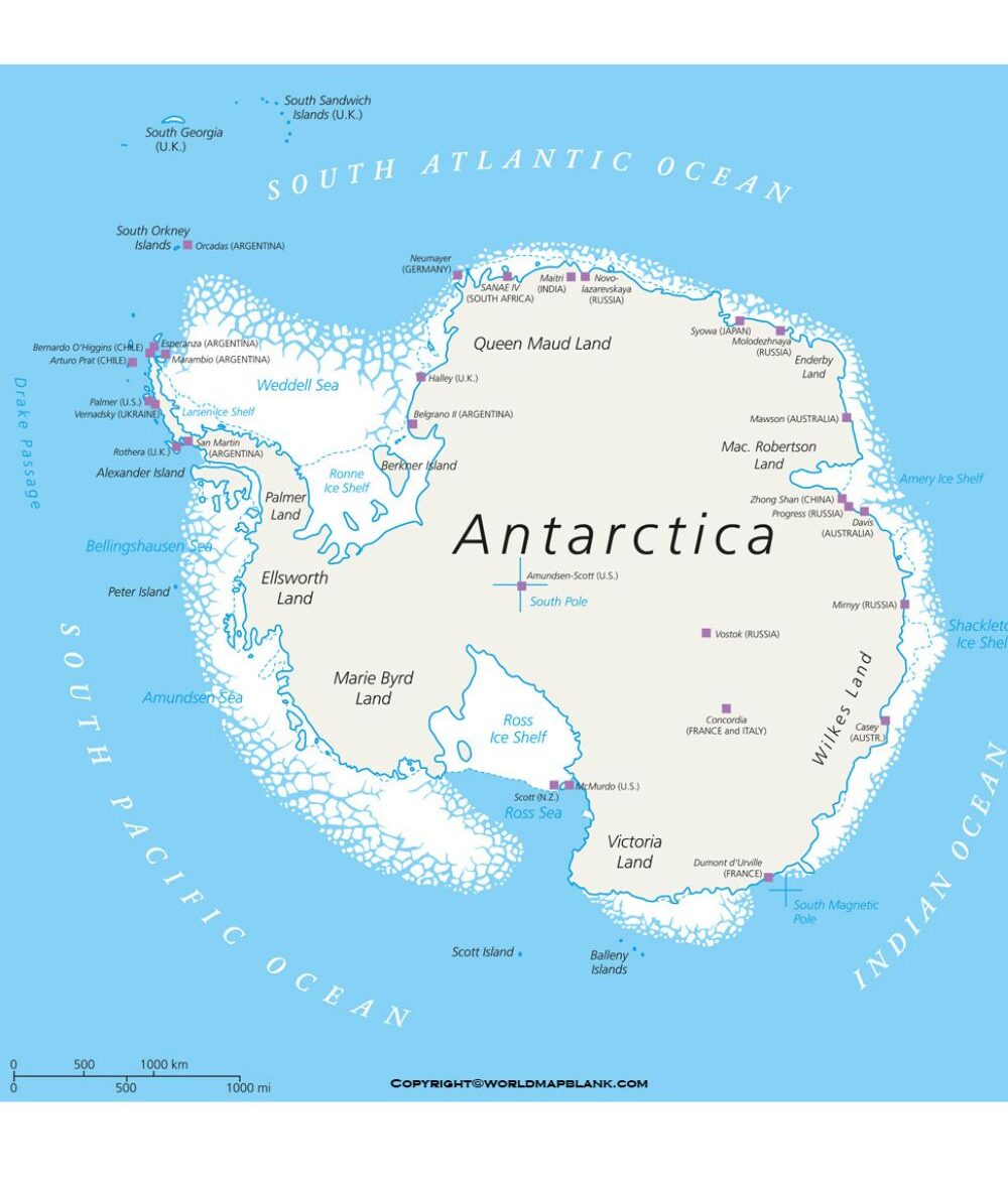 Political Map of Antarctica 