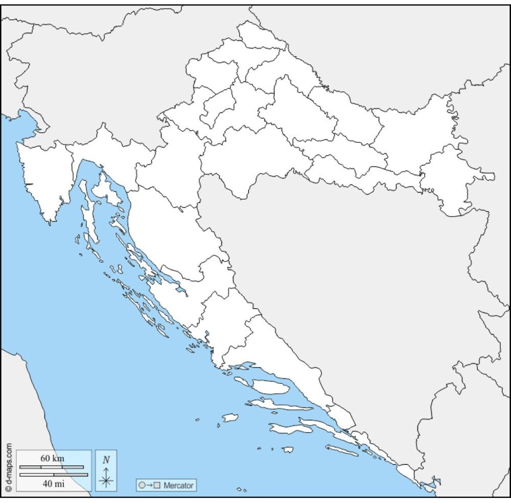 Blank Map of Croatia
