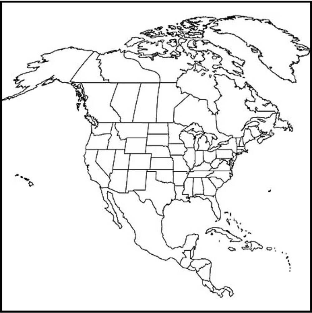 Blank Map of North America