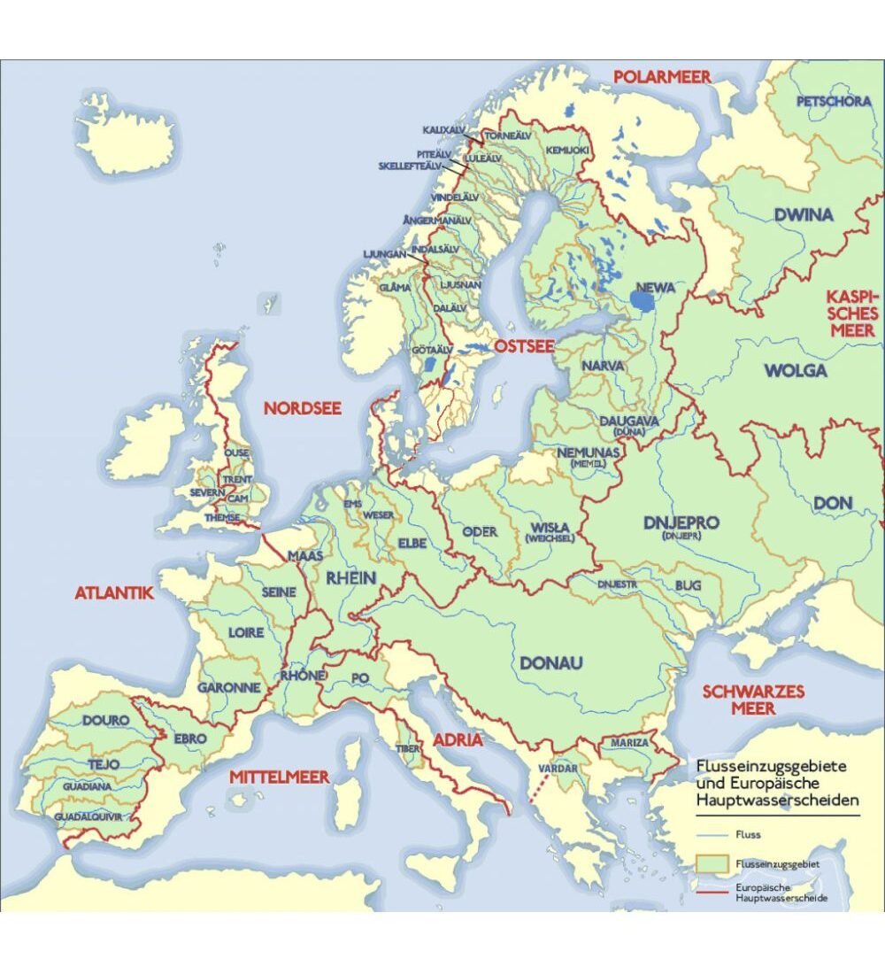 Europe Rivers Map Major Waterways Traced
