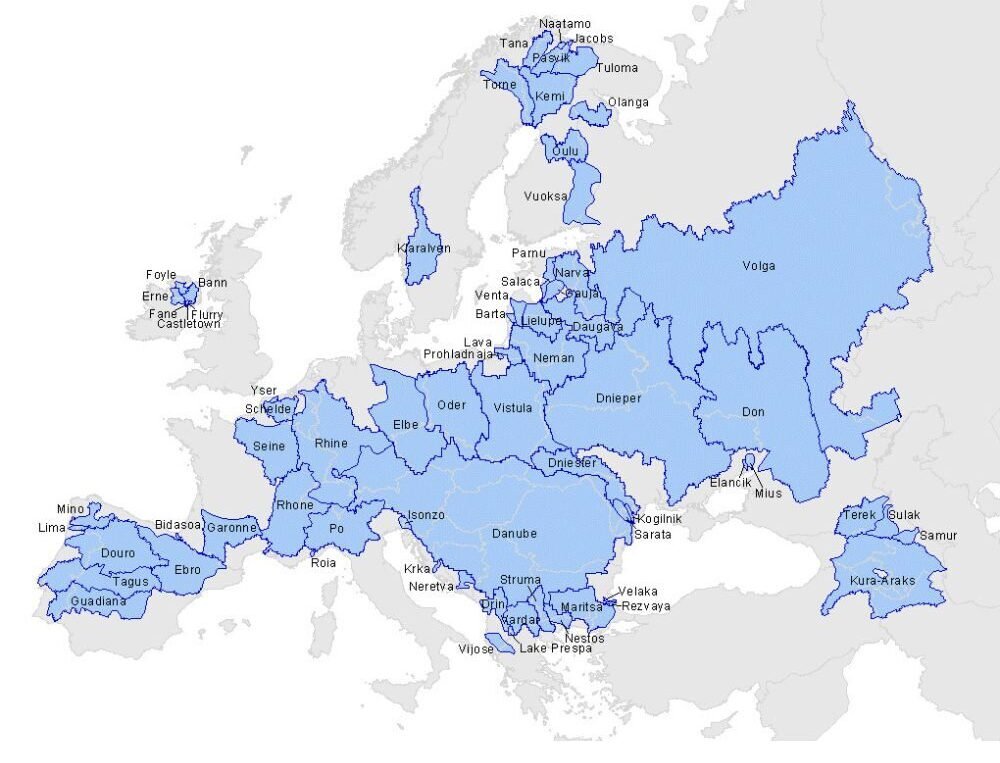 Europe Rivers Map Major Waterways Traced