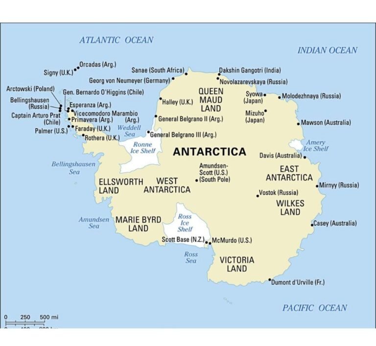 Labeled Map of Antarctica | Key Places & Features