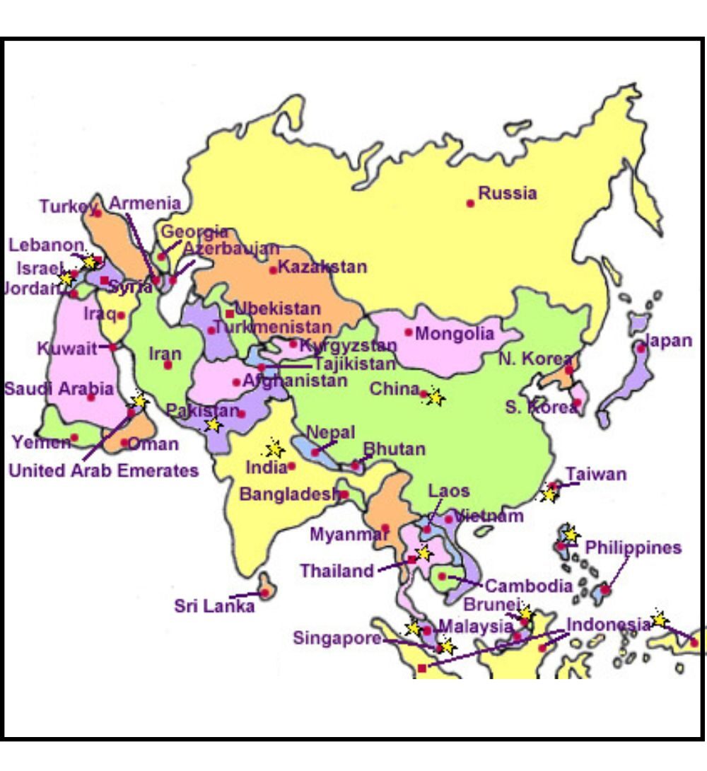 Labeled Map of Asia