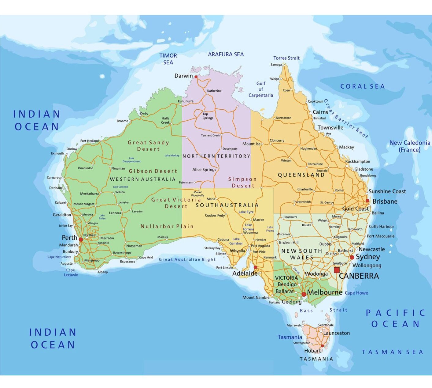 Political Map of Australia (Oceania)