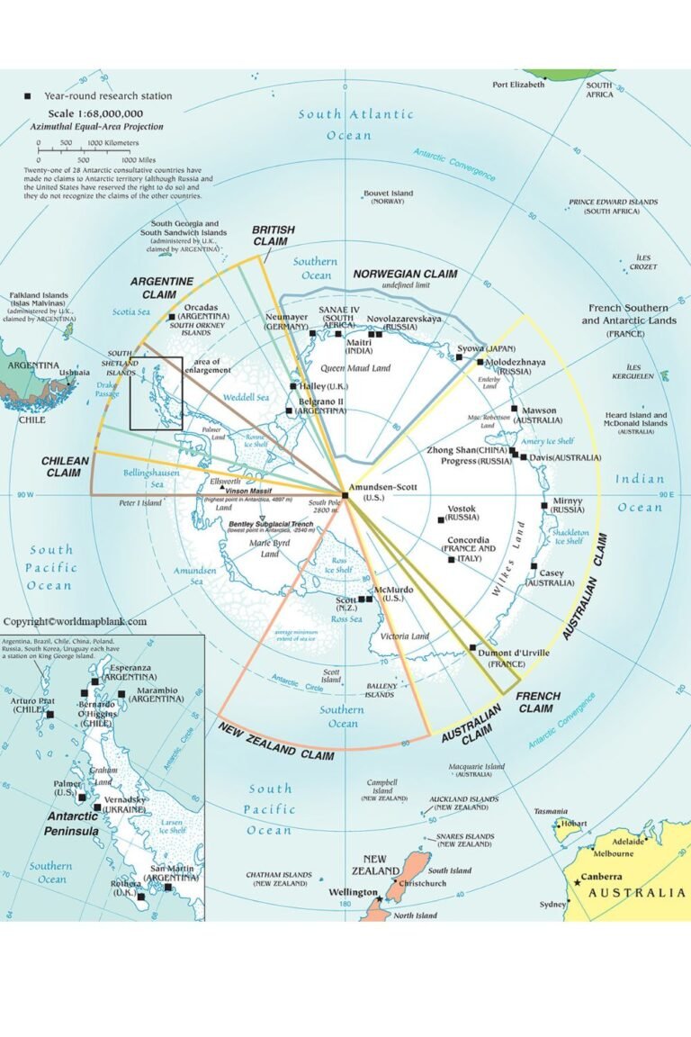 Labeled Map of Antarctica | Key Places & Features