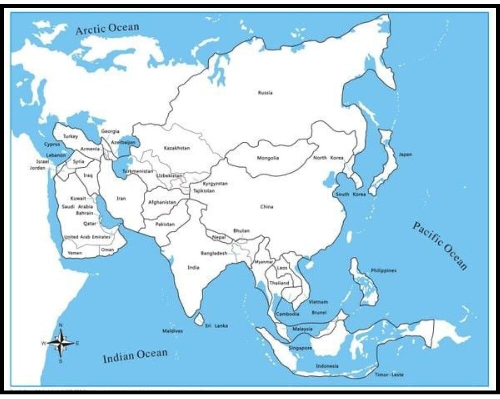 Labeled Map of Asia