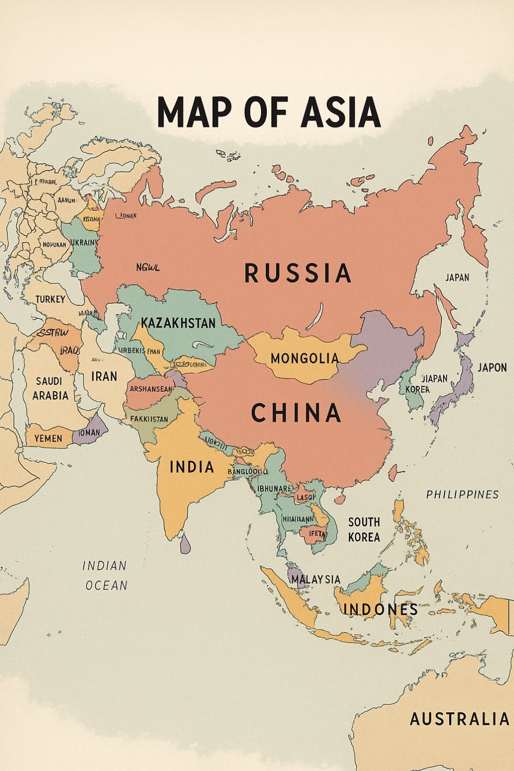 Labeled Map of Asia