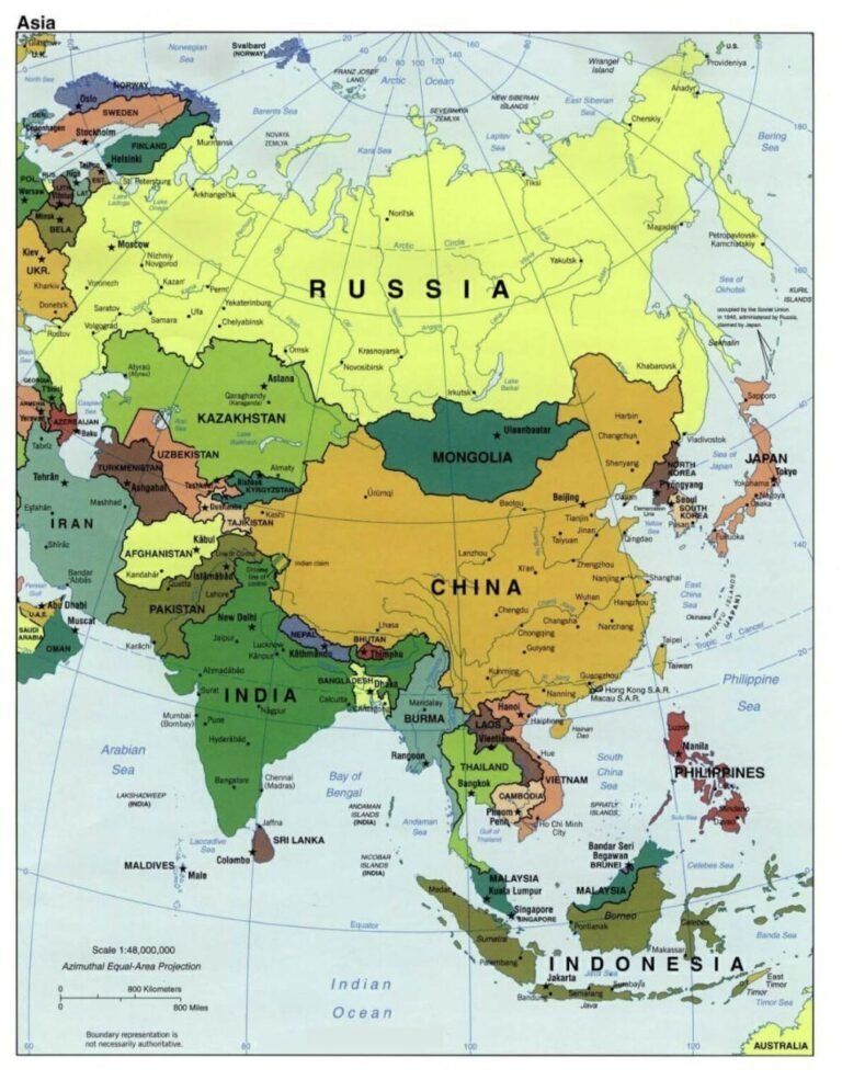 Labeled Map of Asia | Countries, Cities & Features