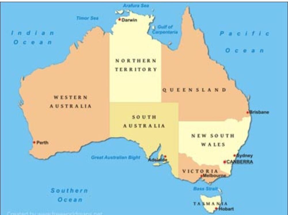Labeled Map of Australia