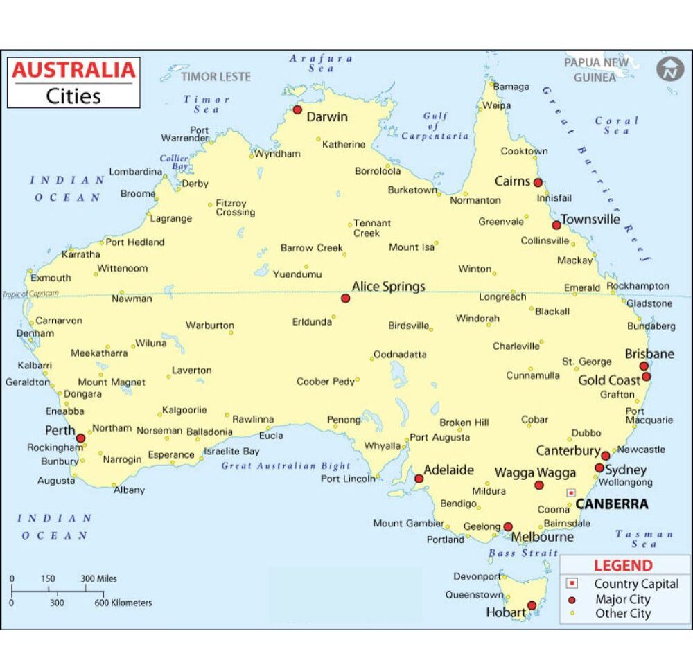 Labeled Map of Australia