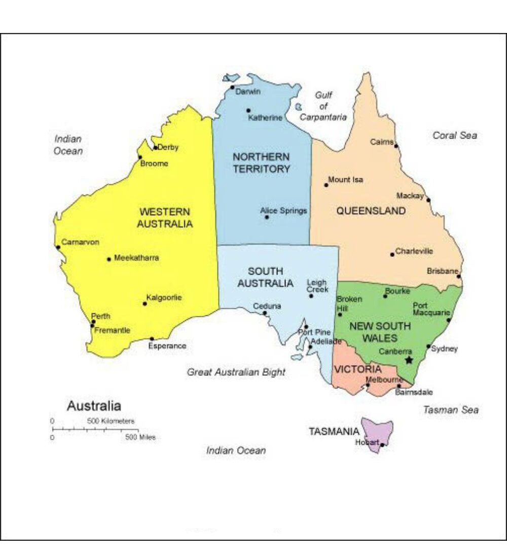 Labeled Map of Australia