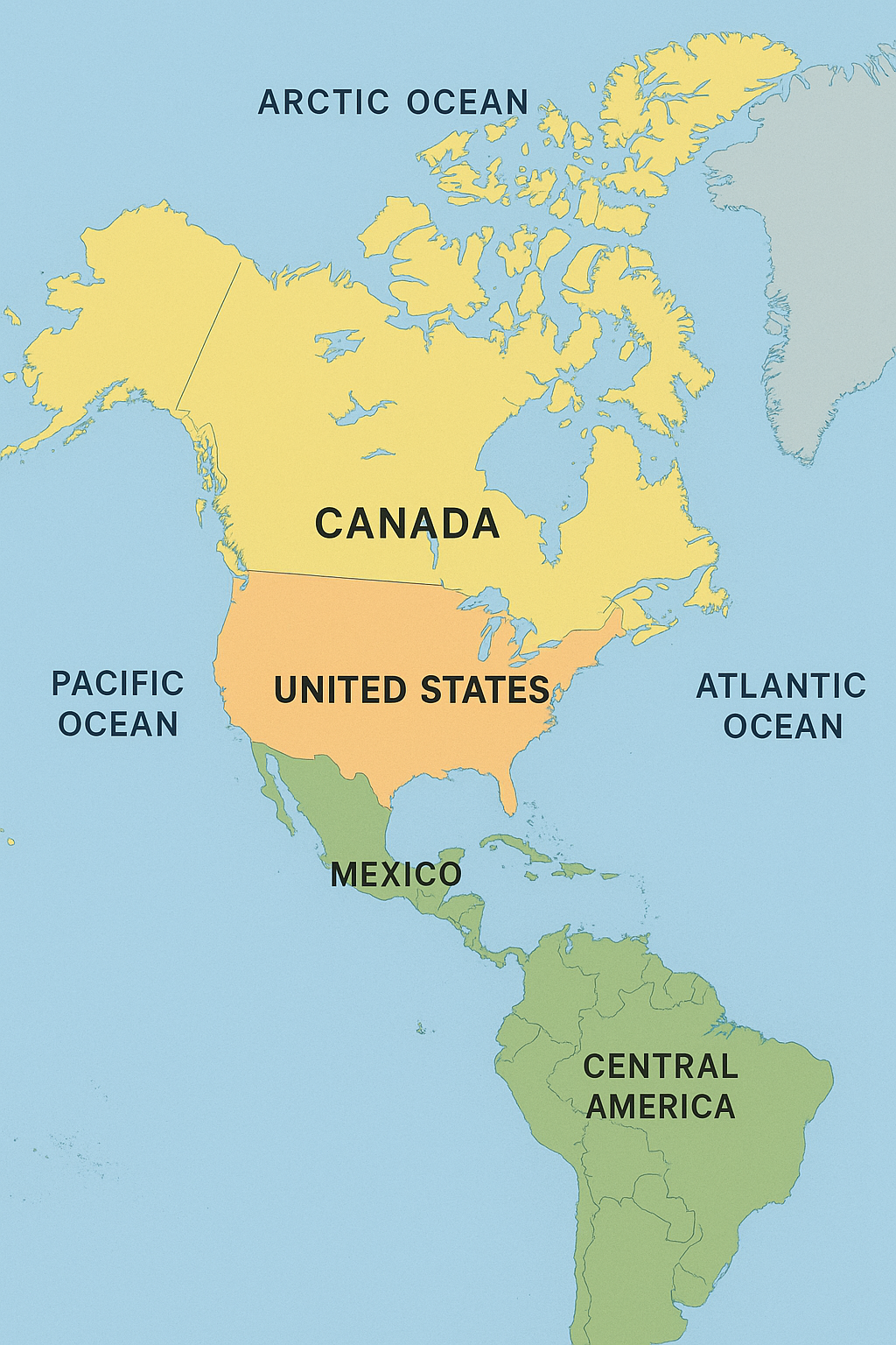 Labeled Map of North America 