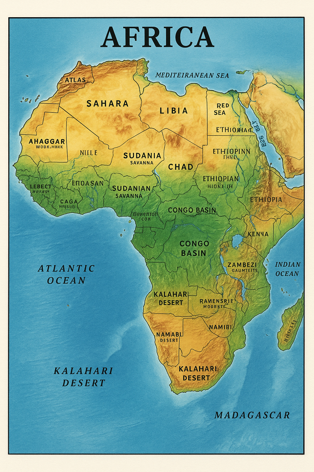 Physical Africa Map 