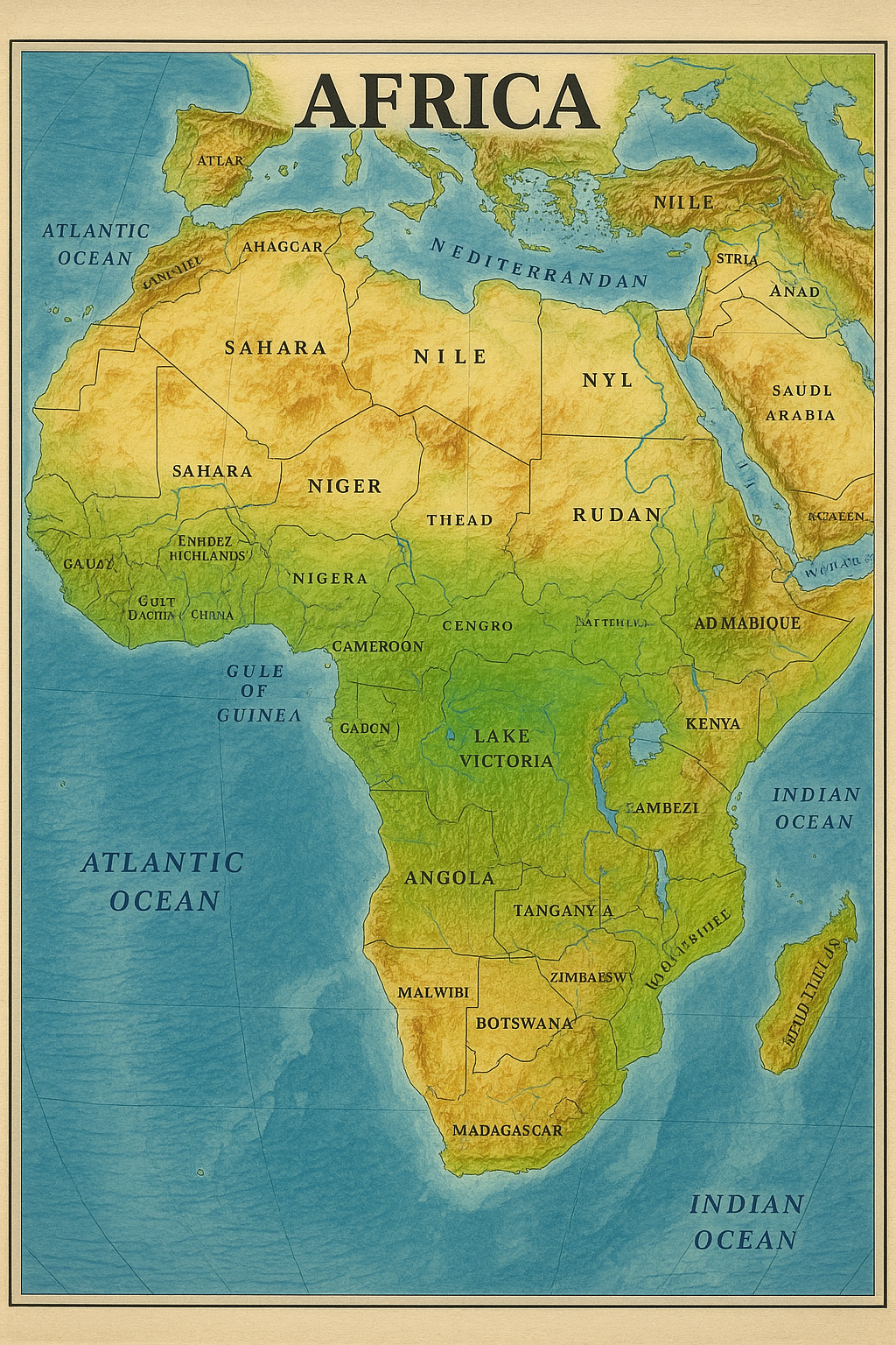 Physical Africa Map 