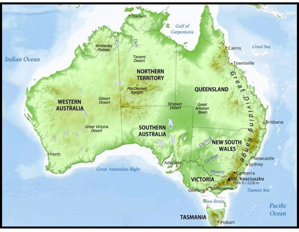 Physical Map of Australia