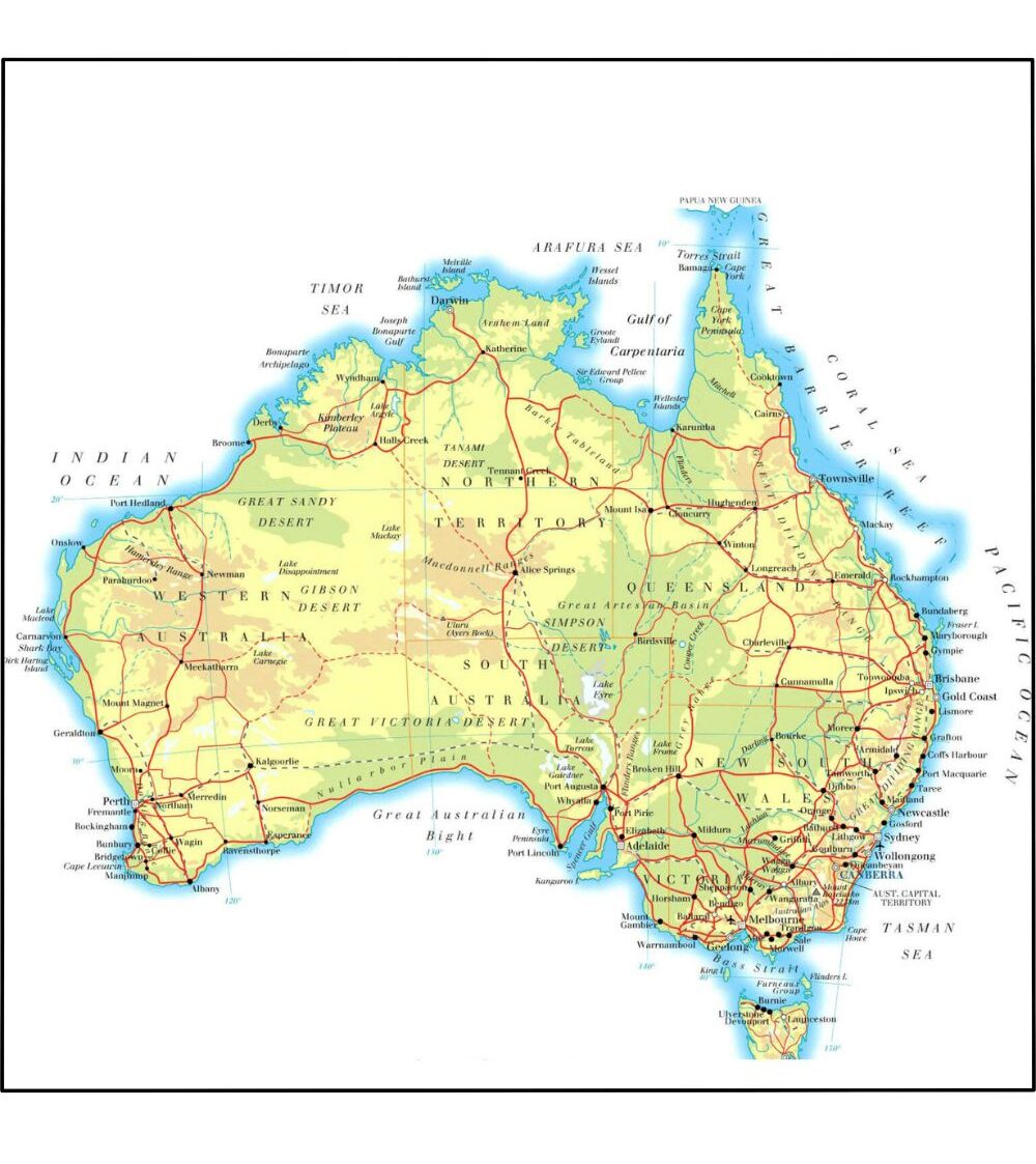 Physical Map of Australia