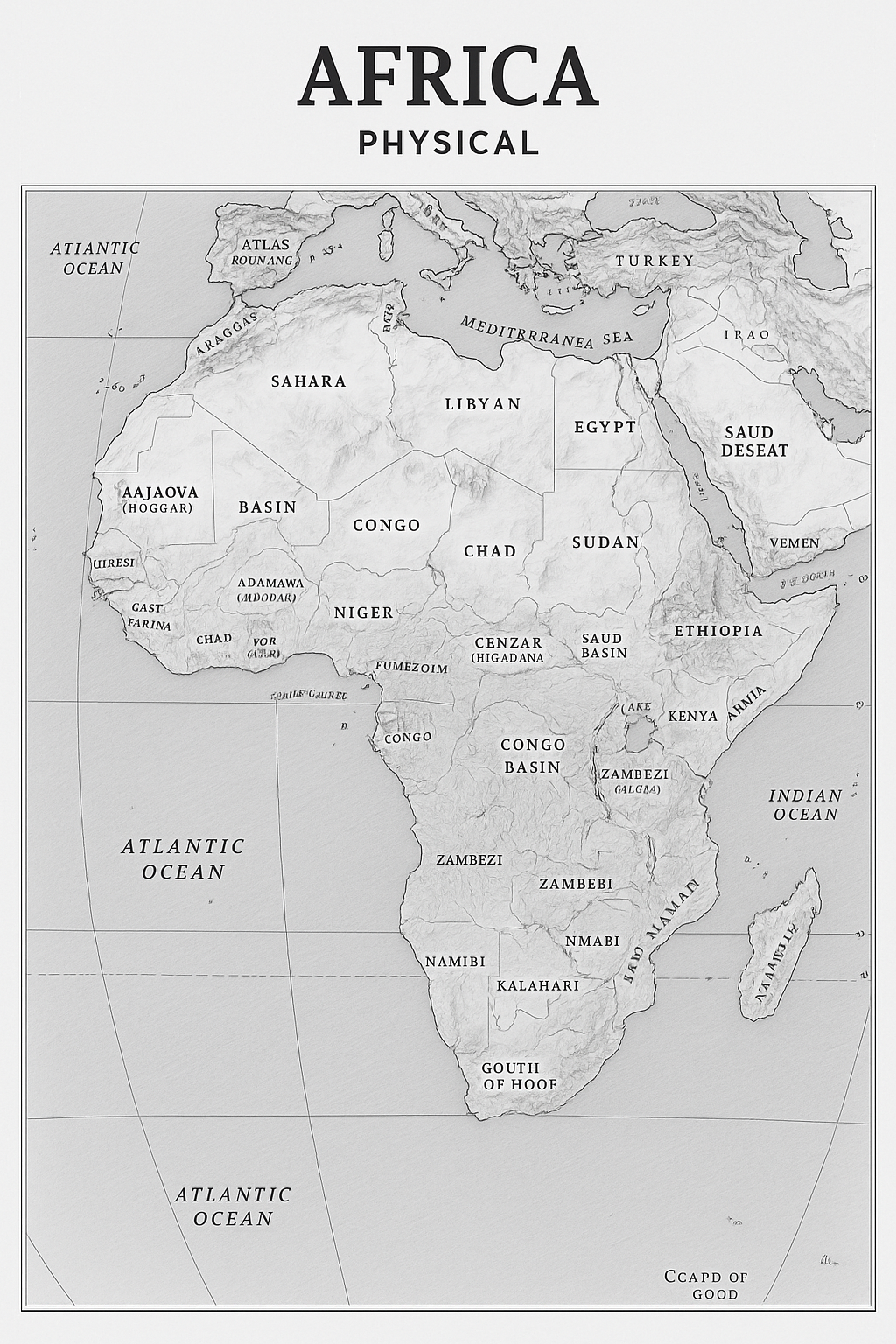 Physical Africa Map 