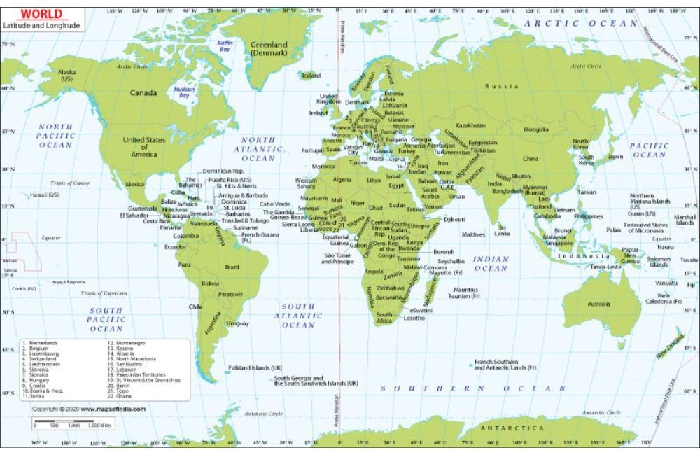 World Latitude and Longitude Map