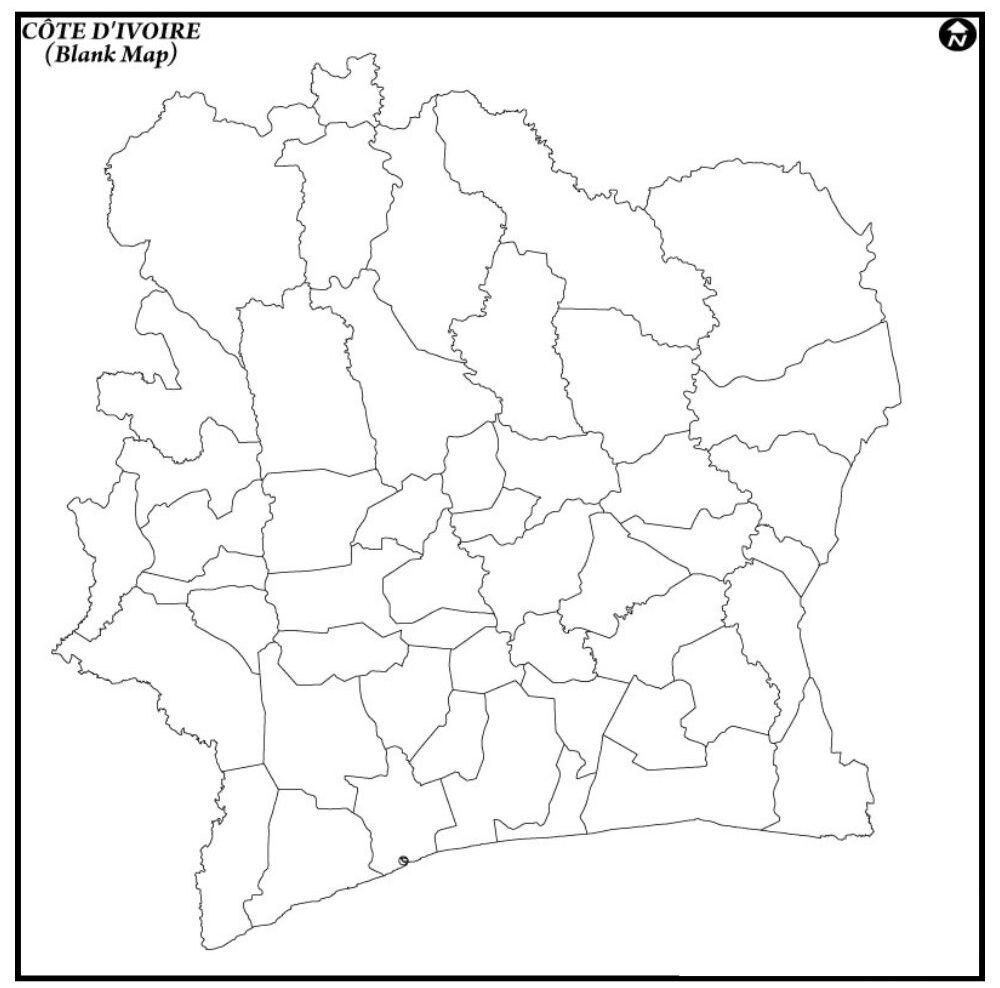 Blank Map of Cote d'Ivoire