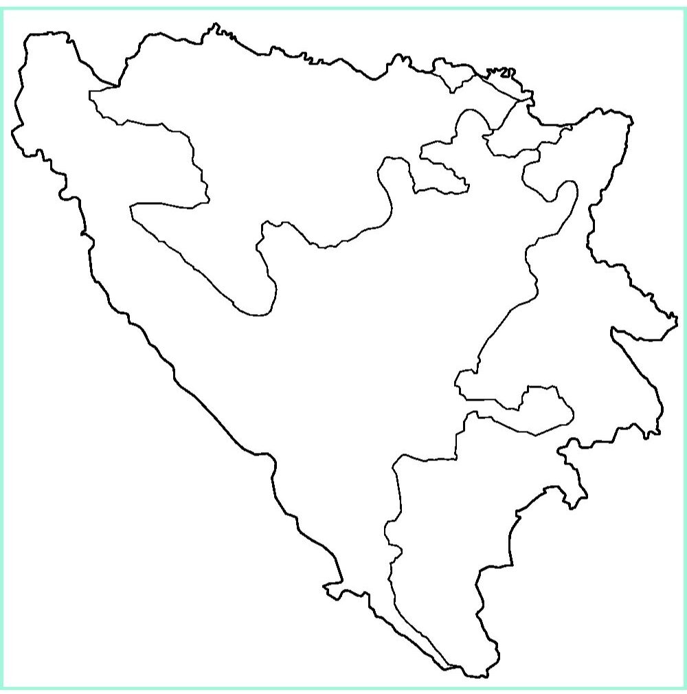Printable Blank Map of Bosnia and Herzegovina