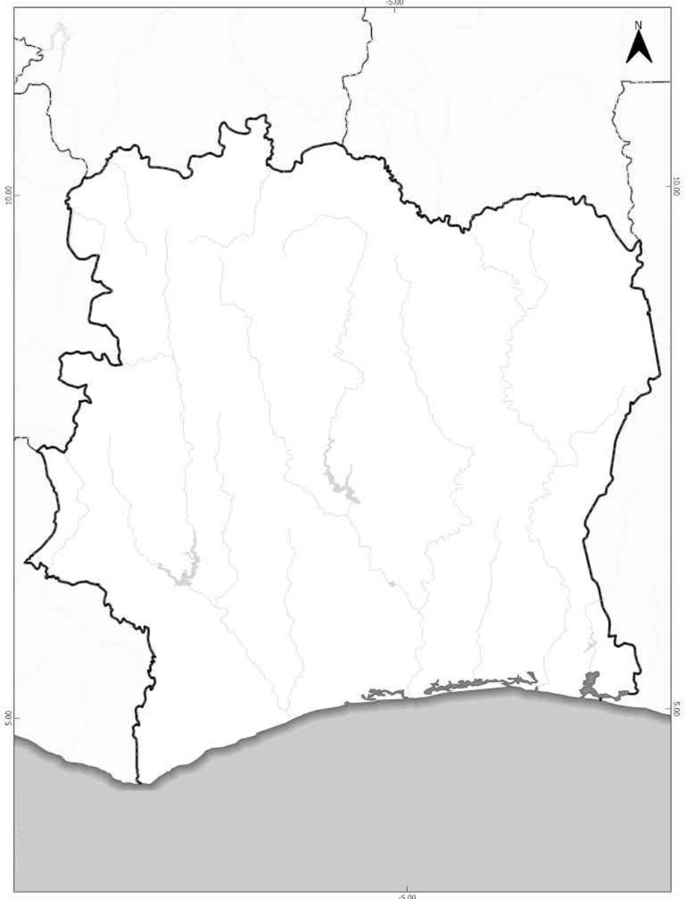 Blank Map of Cote d'Ivoire